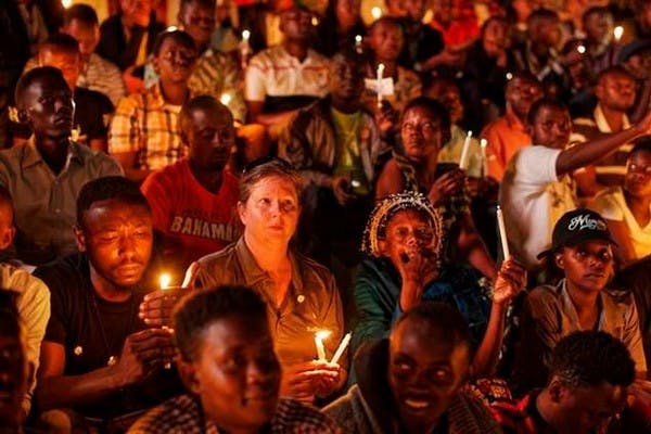 Candlelit vigil during a memorial service in Kigali commemorating the 25th anniversary of the Rwandan genocide, in April, 2019 (Ben Curtis)
