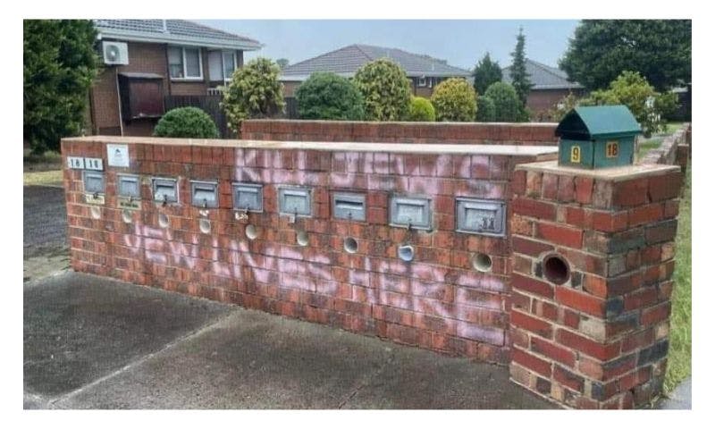 Antisemitic graffiti targets a Jewish home in Melbourne. Image: ECAJ.