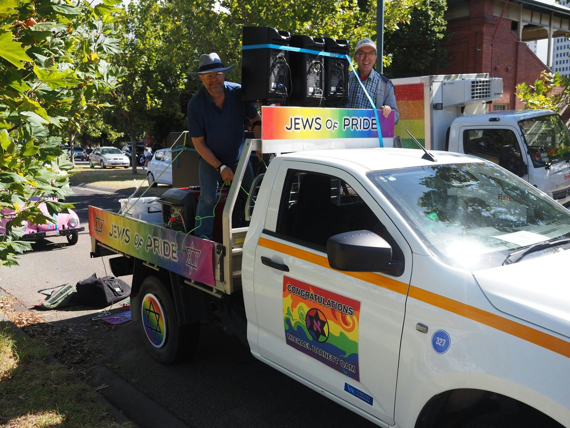Jews of Pride's famous "sound truck" plays Jewish music on the pride march. Image: Michael Barnett/Supplied. 