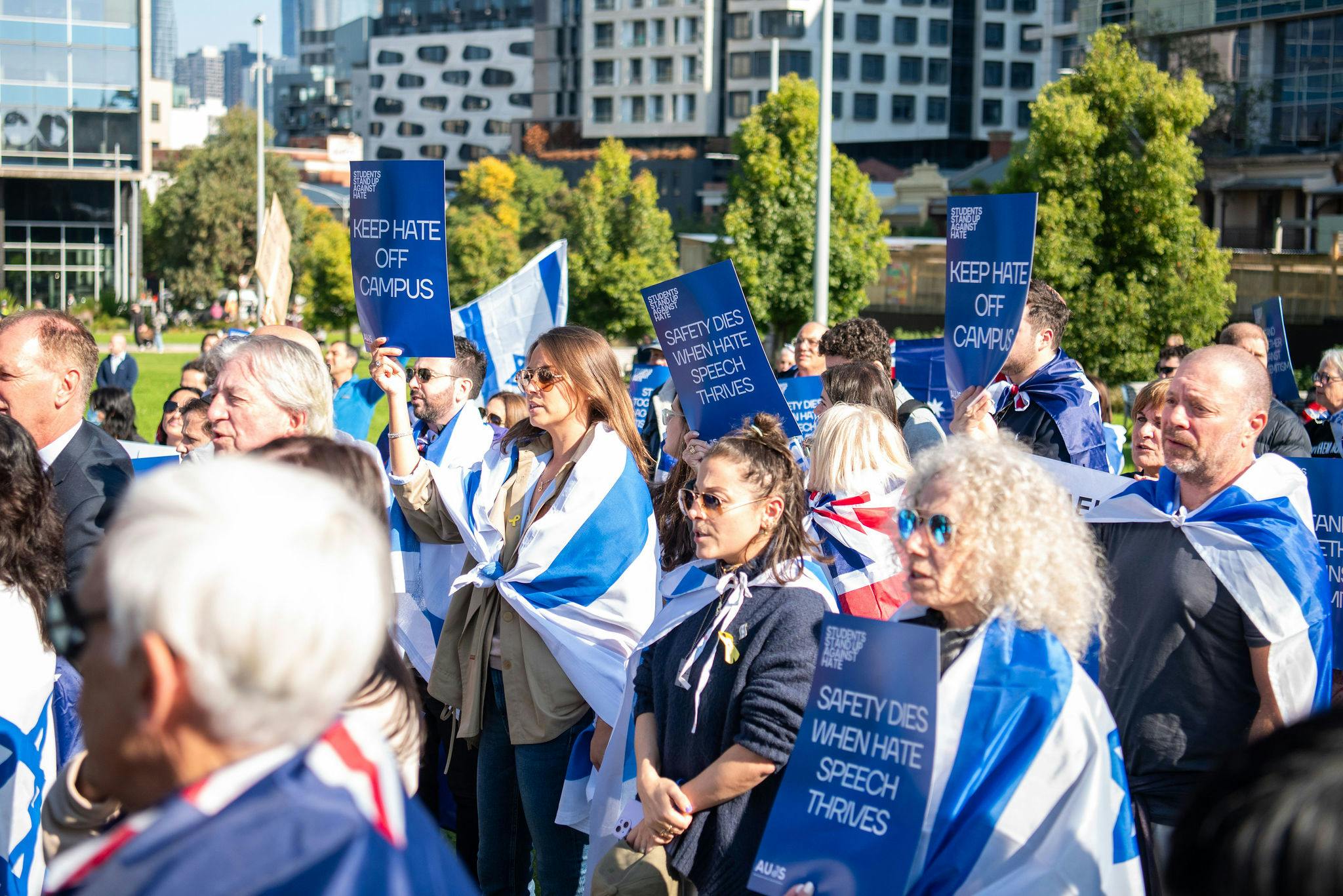 Rally against antisemitism at Melbourne University
