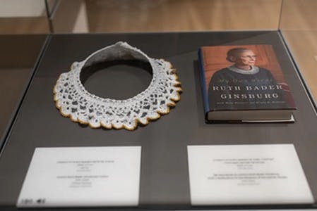 Display of memorabilia from US judge Ruth Bader Ginsburg