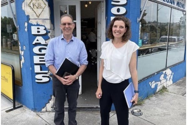Independent candidate for Wentworth, Allegra Spender, with David Adler, in January (Facebook)