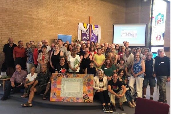 Workshop with Nicole Laupepa and Jacqui Parker, at right of the Uluru Statement