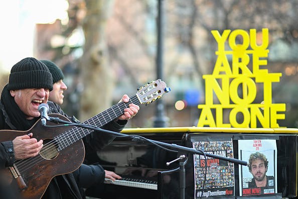 Israeli singer David Broza performs with The Yellow Piano NYC (Alexi Rosenfeld/Getty Images).