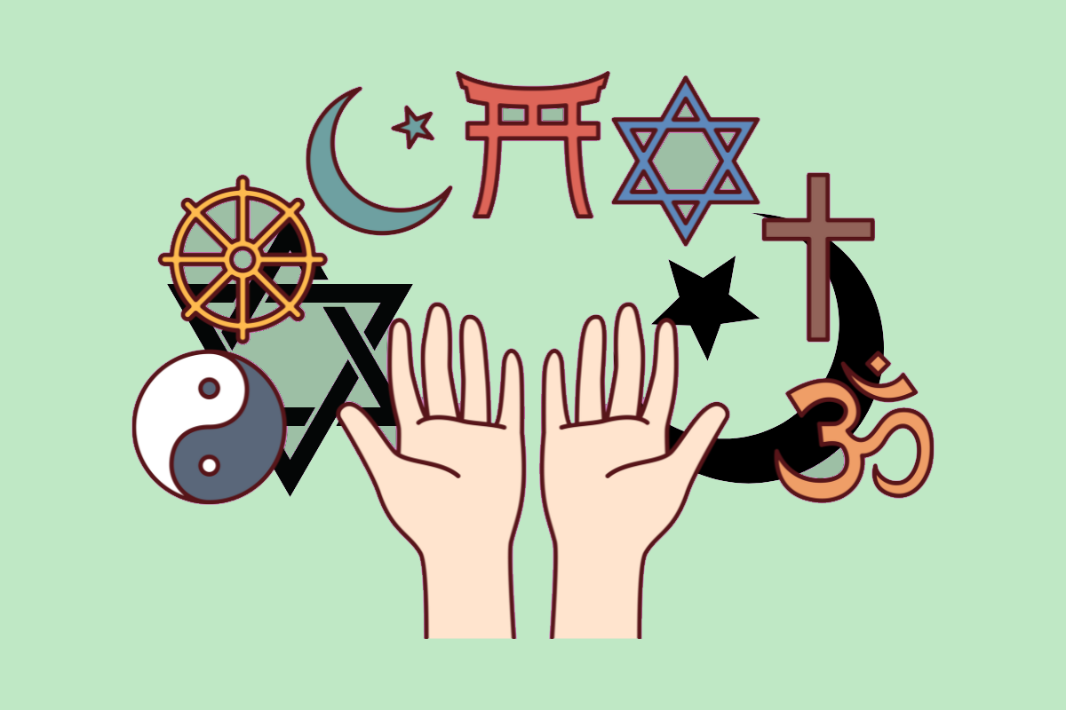 hands with religious symbols