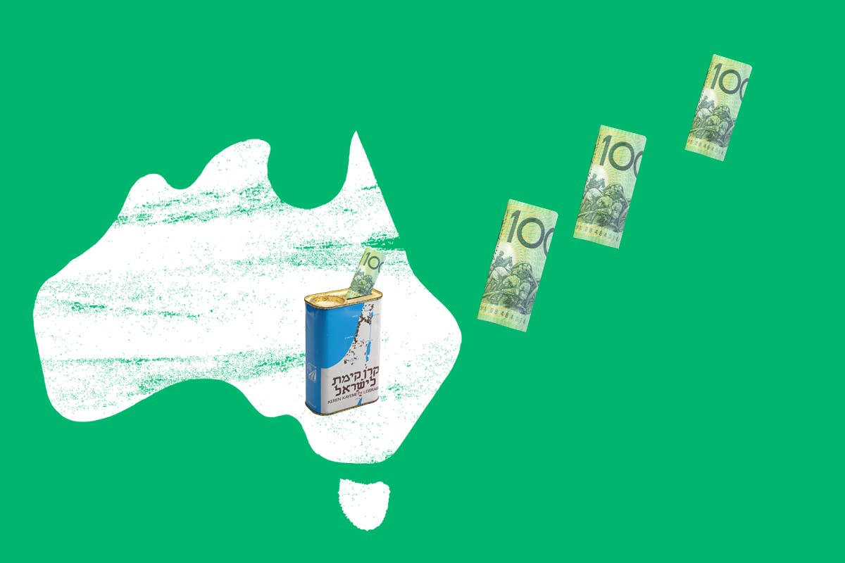 map of australia with money and JNF blue box
