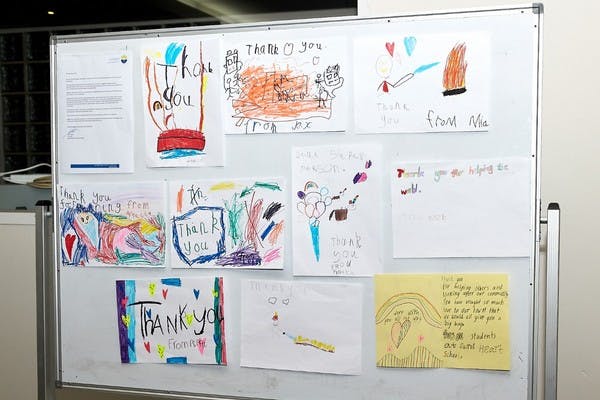 Thank you cards from students at Sacred Heart Primary School, Corryong